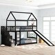 preview thumbnail 1 of 7, Designed with Safety Twin Over Twin Bunk Bed with 2-Drawers and Slide, House Bed with Slide Espresso