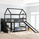preview thumbnail 10 of 16, Modern Plywood Stairway Full-Over-Full Bunk Bed with Twin size Trundle, Storage and Guard Rail for Bedroom, Dorm Black