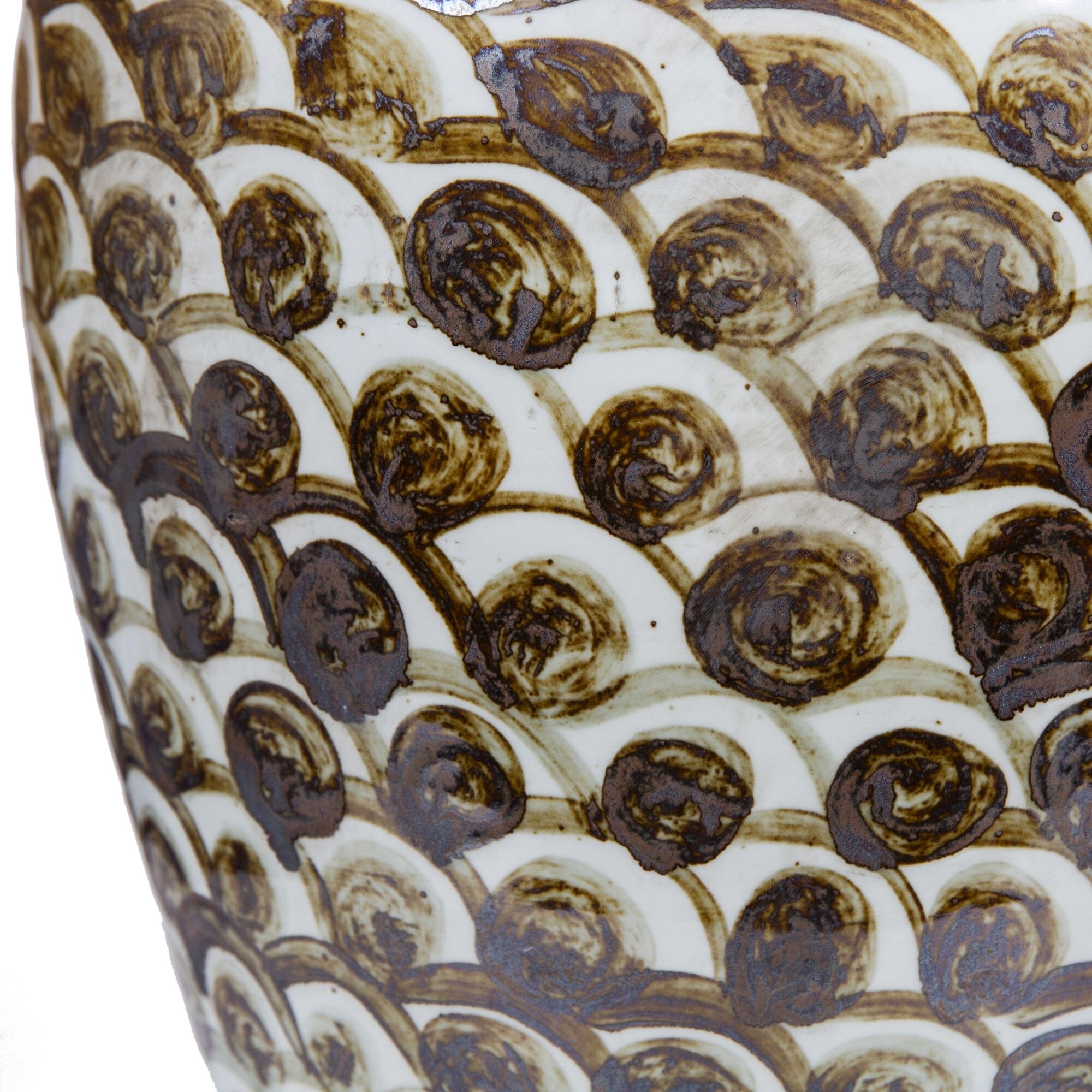 Rusty Brown Fish Scale Pattern Jar - Decor