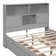 preview thumbnail 13 of 30, Full Size Platform Bed with Storage Headboard, Charging Station, 4-Drawers, Solid Pine Wood Bed Frame for Bedroom, Grey