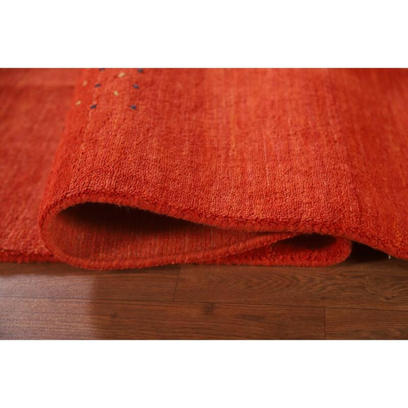 Salmon Gabbeh Area Rug Hand-Knotted Wool Carpet - 6'6"x 9'9"