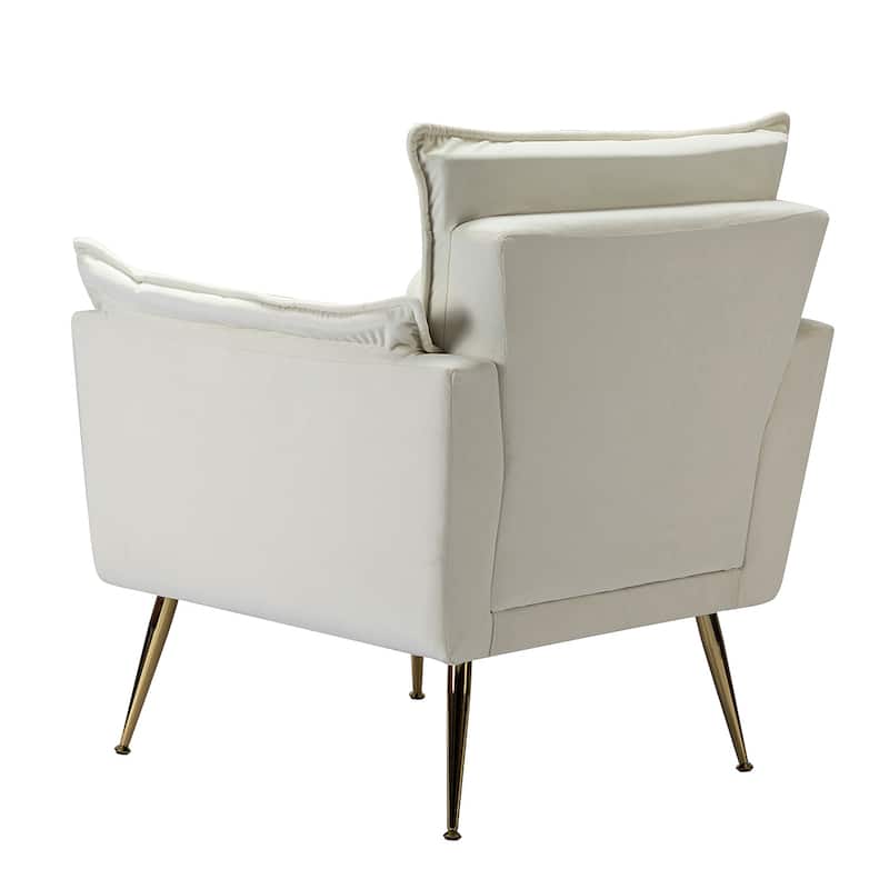 1ida Modern Velvet Tufted Padded Cushion Armchair with Golden Metal Legs by HULALA HOME