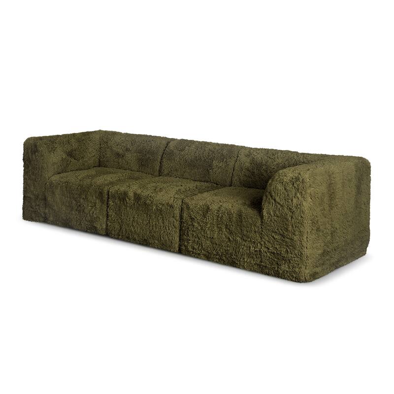 Furniture of America Ylena Modern 3-Piece Faux Fur Foam Modular Compressed Sofa