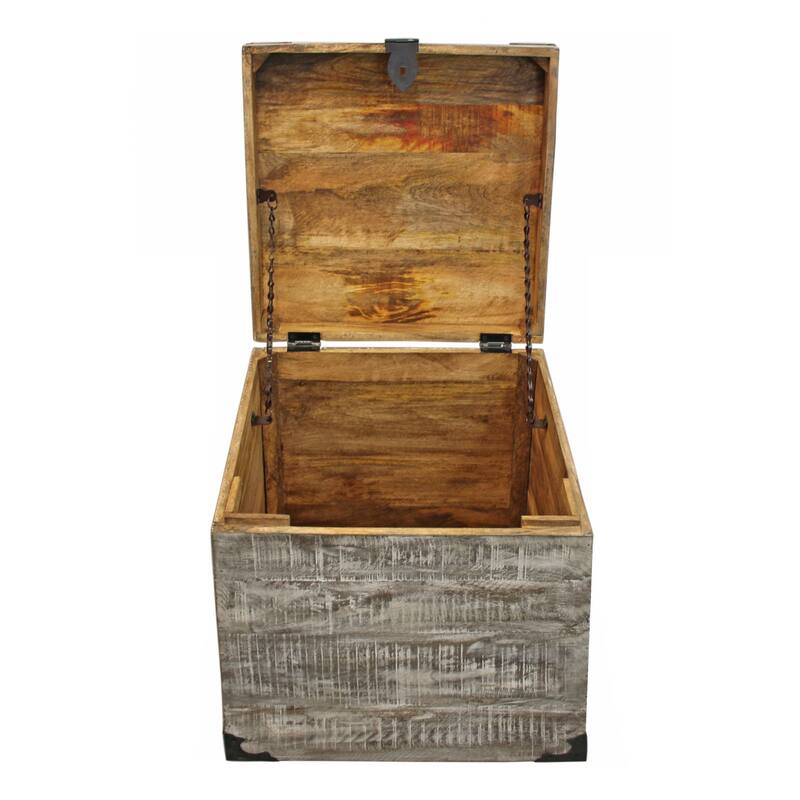 HomeRoots 20" Gray Solid Wood Square End Table - 18.00 in. x 20.00 in. x 18.00 in.