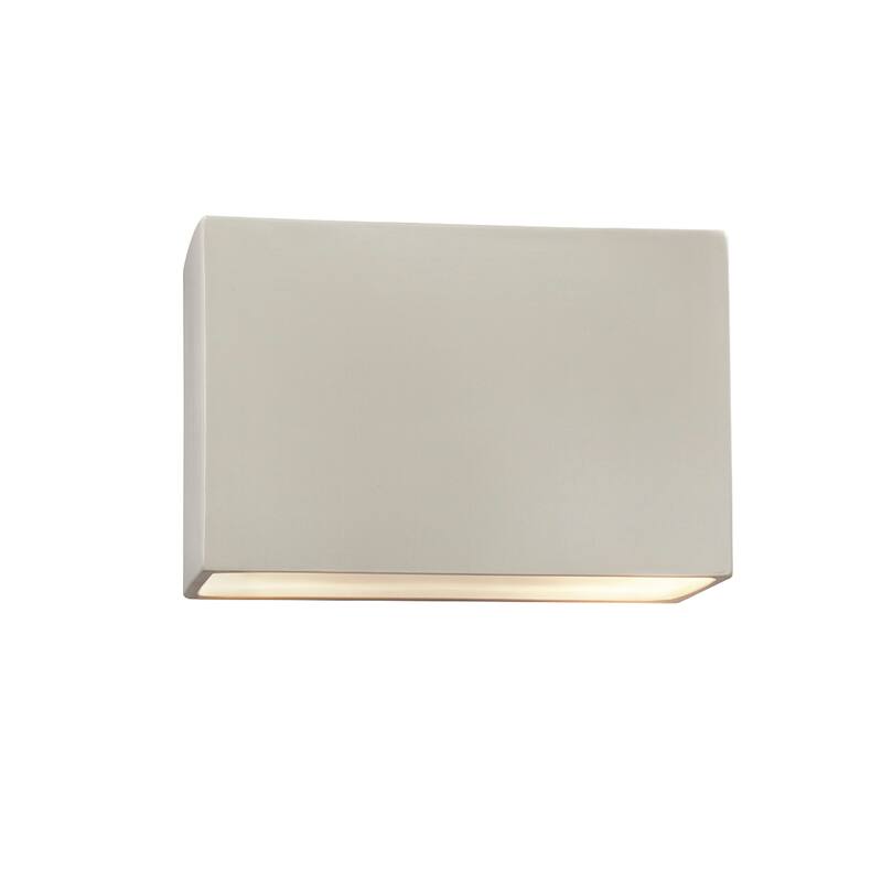 Justice Design Group Ambiance ADA Outdoor Large Ceramic Rectangle Wall Sconce with Open Top & Bottom - Matte White