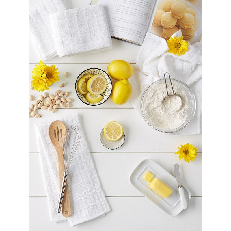 DII Solid Honey Gold Windowpane Terry Dishtowel 4 Piece