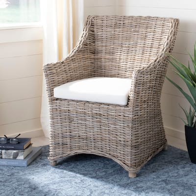 SAFAVIEH St. Thomas Wicker Washed Brown Wingback Arm Chair (Fully Assembled). - 26" W x 23" D x 34" H