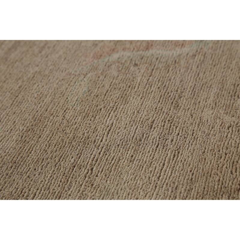 Hand Knotted Oriental 100% Wool Carpet Transitional All-Over Brown Oushak Area Rug - 14' 2'' X 11' 7''