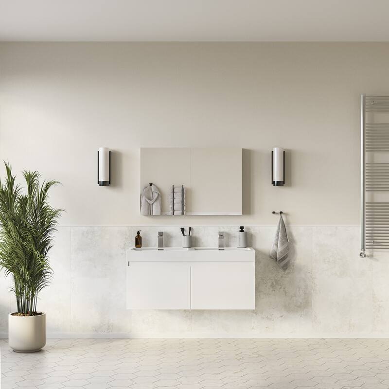 Fresca Mezzo 47-3/8" Wall Mounted / Floating MDF Vanity - White