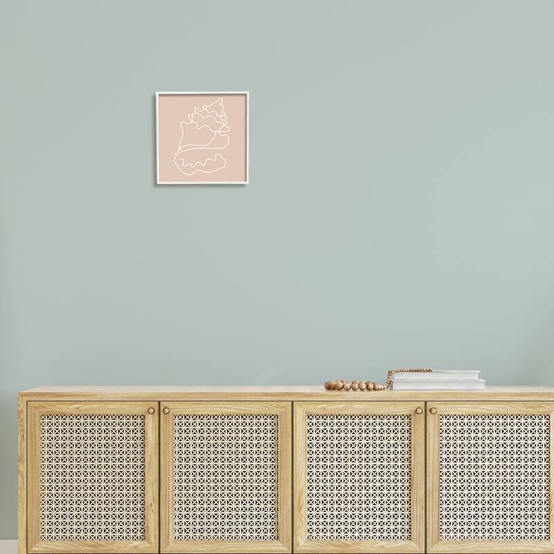 Stupell Conch Shell Line Doodle Minimal Beige Beach Framed Wall Art, Design by Daphne Polselli