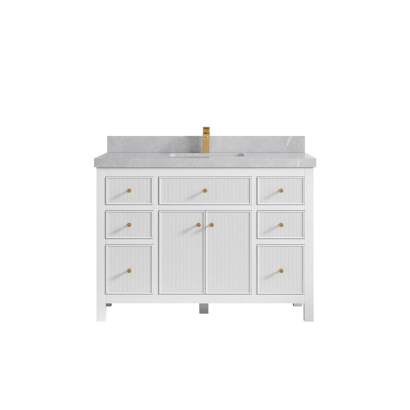 Willow Collections 48 in W x 22 in D Sonoma Free Standing Reeded Single Sink Bathroom Vanity with Countertop