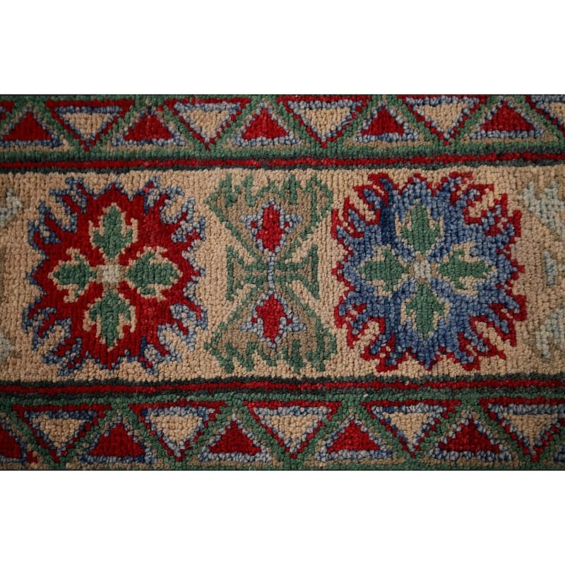 Light Blue Kazak Area Rug Hand-Knotted Dining Room Wool Carpet - 6'7" x 8'7"