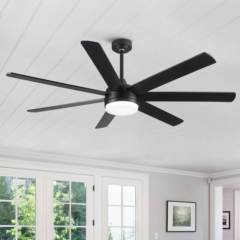 Dual-Tone Wood Blades Ceiling Fan Light with Dimmable 3-Color LED & 6-Speed Remote Control, Timer and Memory Function