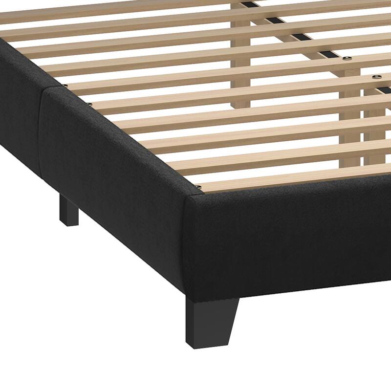 58" Tall Wingback Storage Headboard Bed Frame with USB Charging Stations and Deep Button Tufted