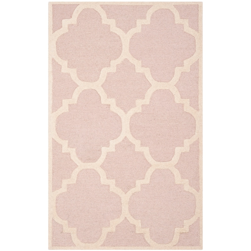 SAFAVIEH Handmade Cambridge Gullveig Modern Moroccan Wool Rug - 2' x 3' - Light Pink/Ivory