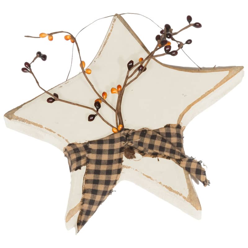 Farmhouse Small Star with Berries - Antique White