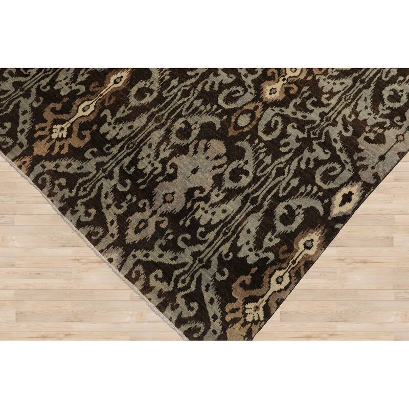 Hand Knotted Brown,Slate Tibetan Wool Transitional Oriental Area Rug - 7' 11'' x 10' 4''