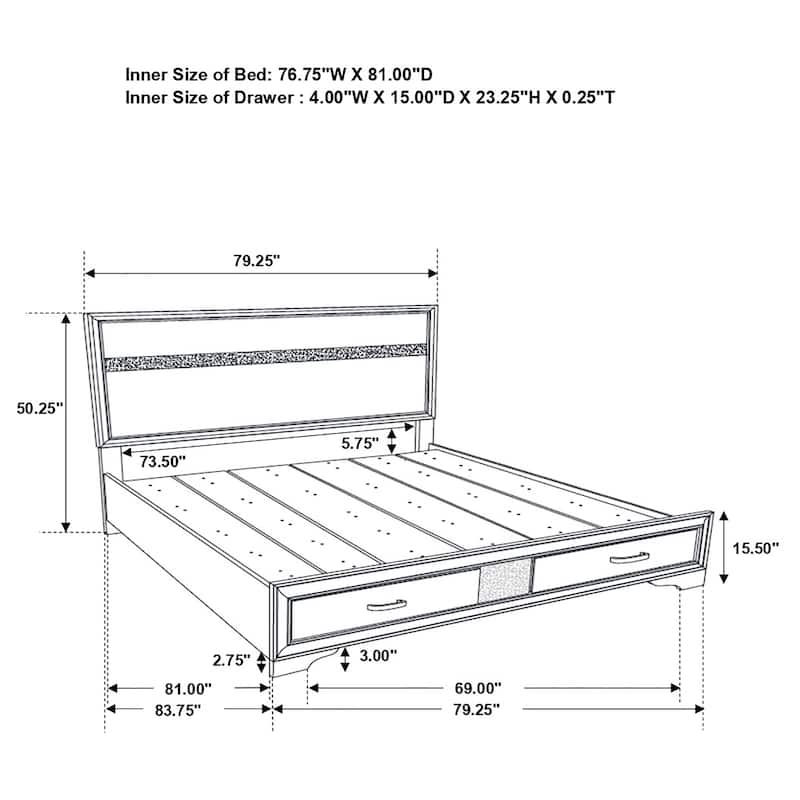 Miranda Contemporary Wood Storage Panel Bed