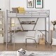 preview thumbnail 12 of 15, Twin Size Metal Loft Bed with L-Shaped Desk & Shelf & Full-Length Guardrail & Ladders