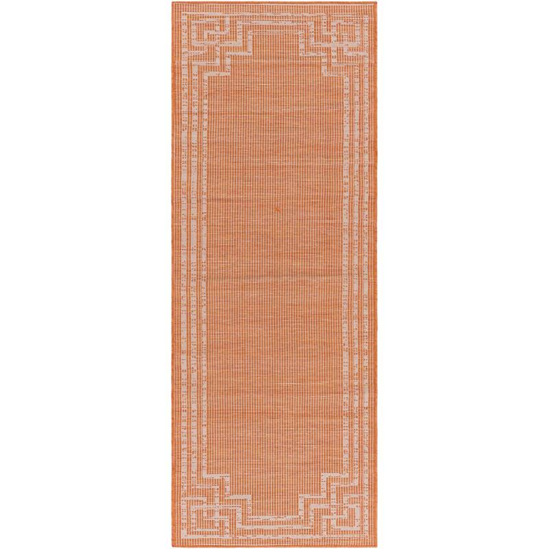 Brian Traditional Border Outdoor Area Rug - 2'6" x 7'3" - Orange