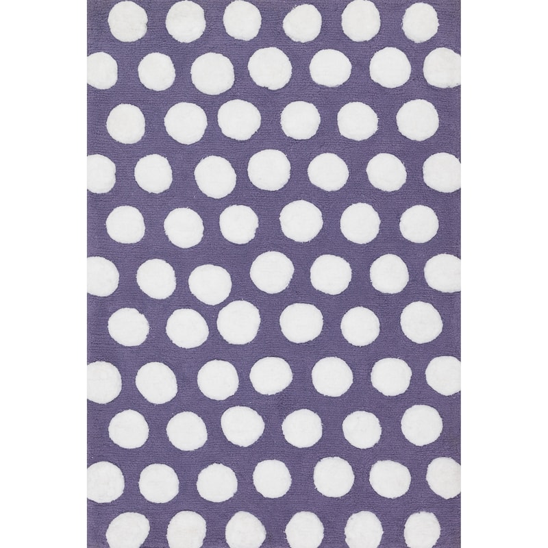 Hand-tufted Riley Plum/ White Polka Dots Shag Rug - 7'3" x 9'3" /Surplus - Plum/White