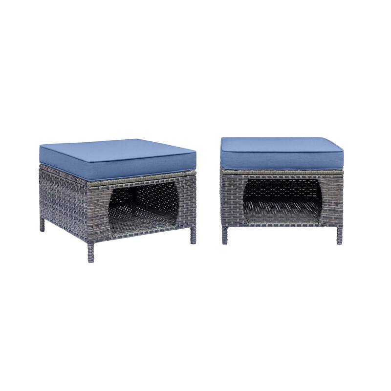 Gray Wicker Rattan Outdoor Patio Furniture Set Swivel Chair with Cushion