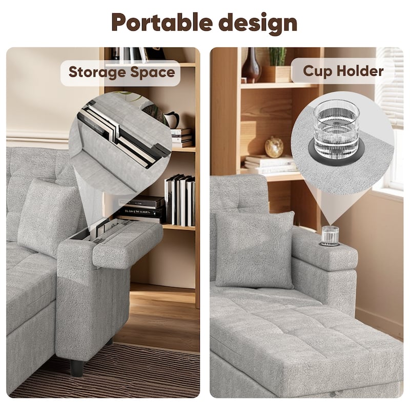 Pocassy 85" Sleeper Sofa Couches Sofa Bed Sleeper Pull Out 4 in 1