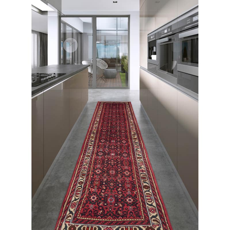 ECARPETGALLERY Hand-knotted Andelz Red Wool Rug - 2'6 x 10'0