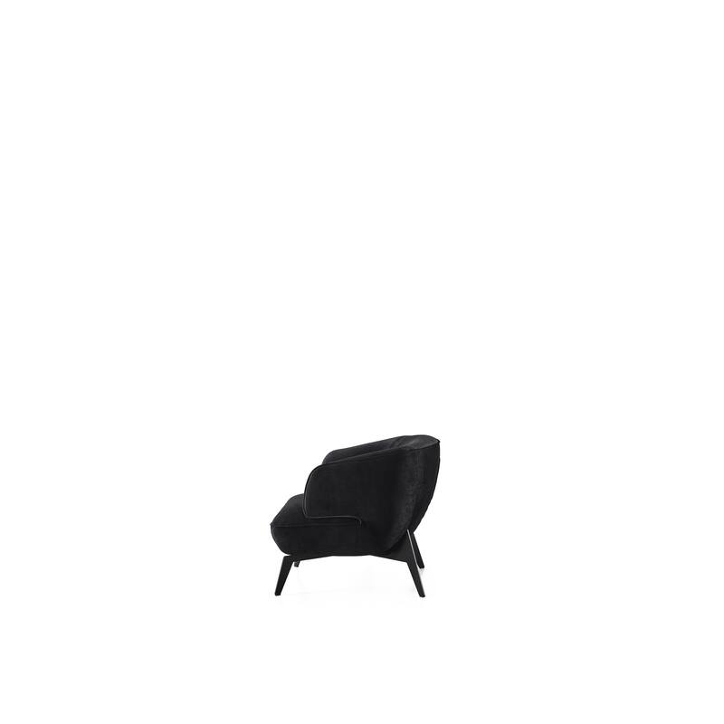 HomeRoots 28" Black Velvet and Steel Lounge Chair - 28.00 in. x 29.00 in. x 35.00 in.