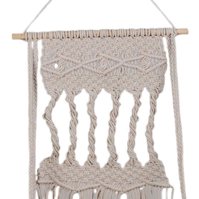Novica Handmade Serene Twists Cotton Macrame Hanging Shelf