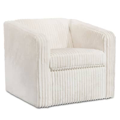 Harp & Finial - Sandoval Swivel Chair - Mega Ivory On Hardwood Frame