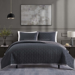 Bebejan 100% Cotton Sateen 3 Piece Textured Quilted Coverlet Set