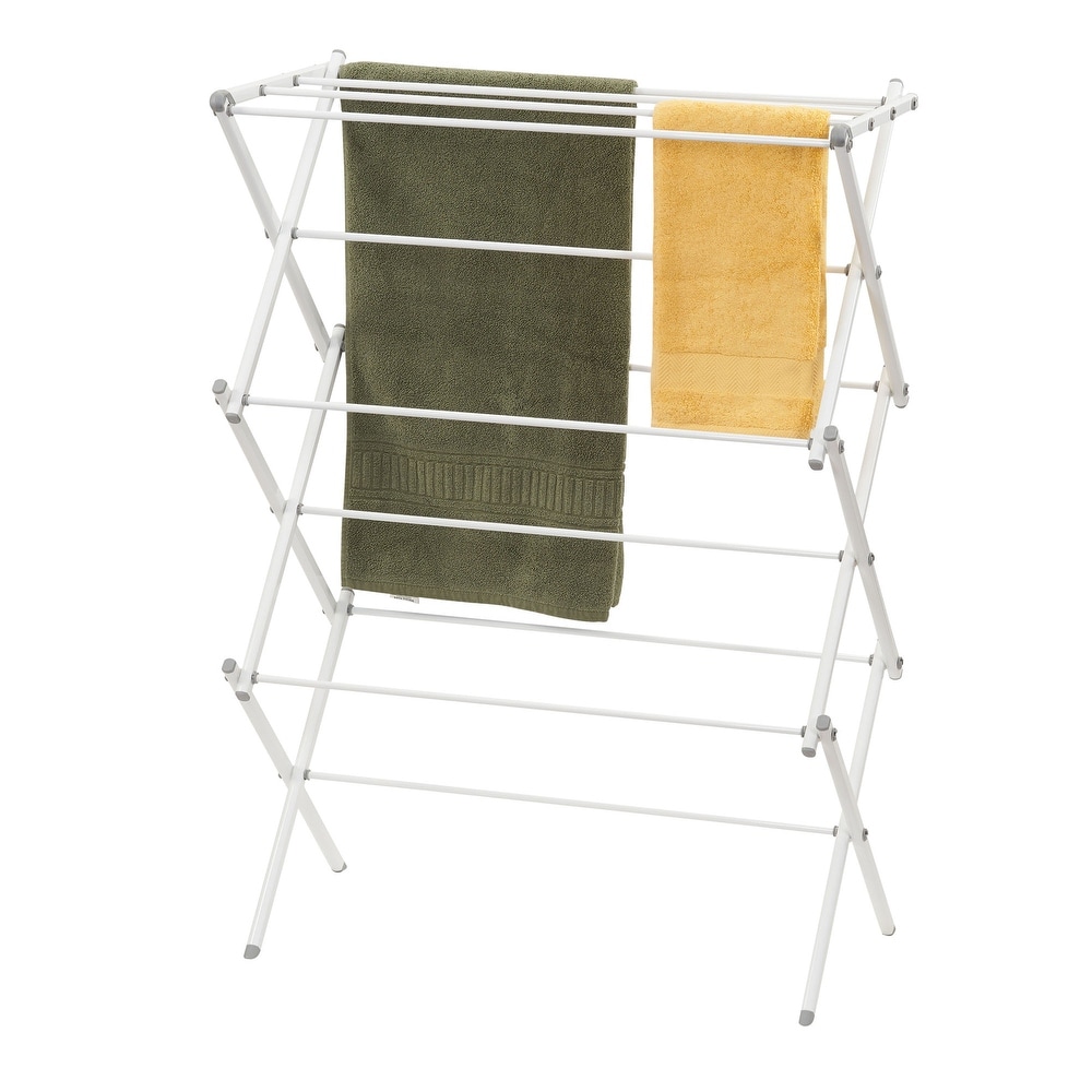 FOLDING WOODEN AND METAL CLOTHES DRYING RACK - Light beige