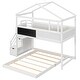 preview thumbnail 28 of 36, Twin over Full House Bunk Bed with Storage Staircase and Blackboard, Bunk Bed Frames w/Slats Support No Box Spring Needed