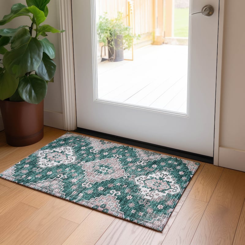 Machine Washable Indoor/ Outdoor Chantille Boho Tribal Rug