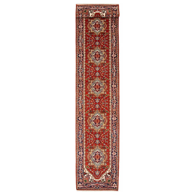 ECARPETGALLERY Hand-knotted Serapi Heritage Red Wool Rug - 2'8 x 18'2 - Red - 2'8 x 18'2