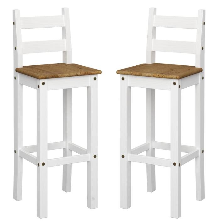 Wood Bar Height Dining Set of Drop Leaf Table and 2 Chairs Corona Collection | Furniture Dash