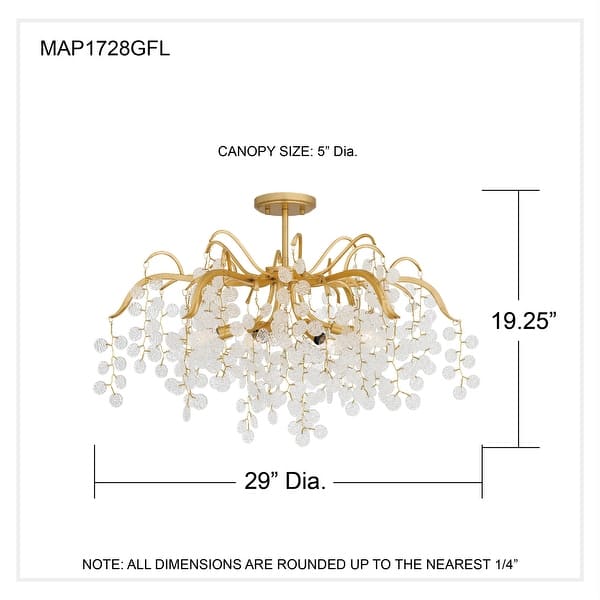 Maple 6-Light Gold Leaf Semi-Flush Mount
