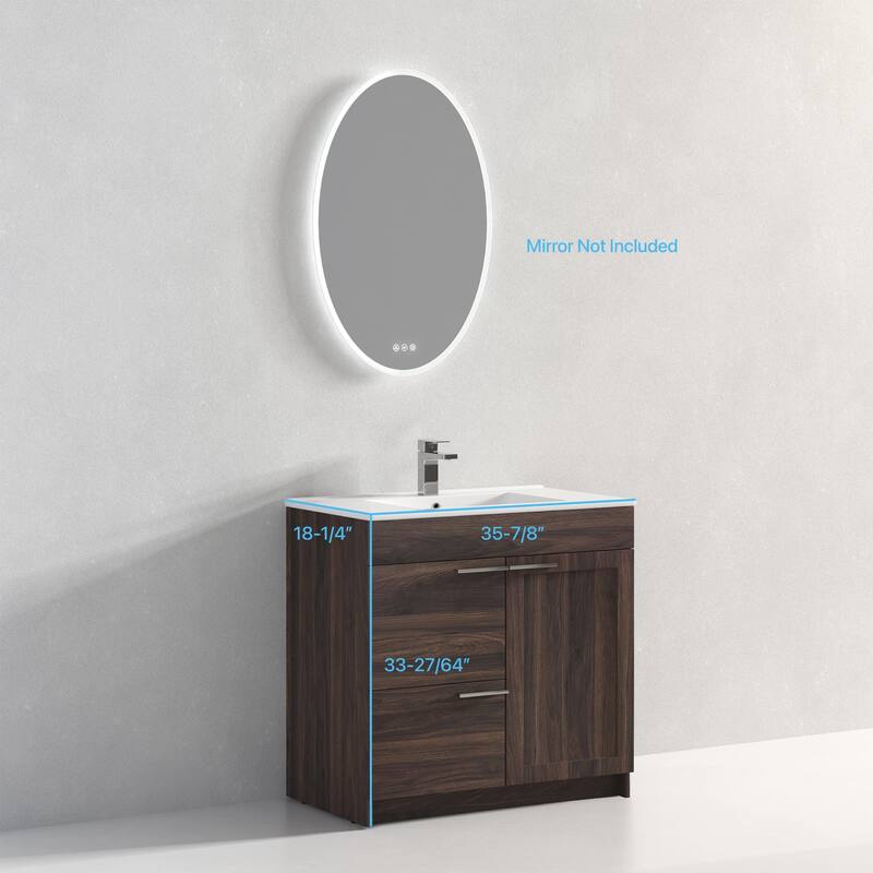 Blossom Hanover 36 Inch Bathroom Vanity with Topmount Ceramic Sink