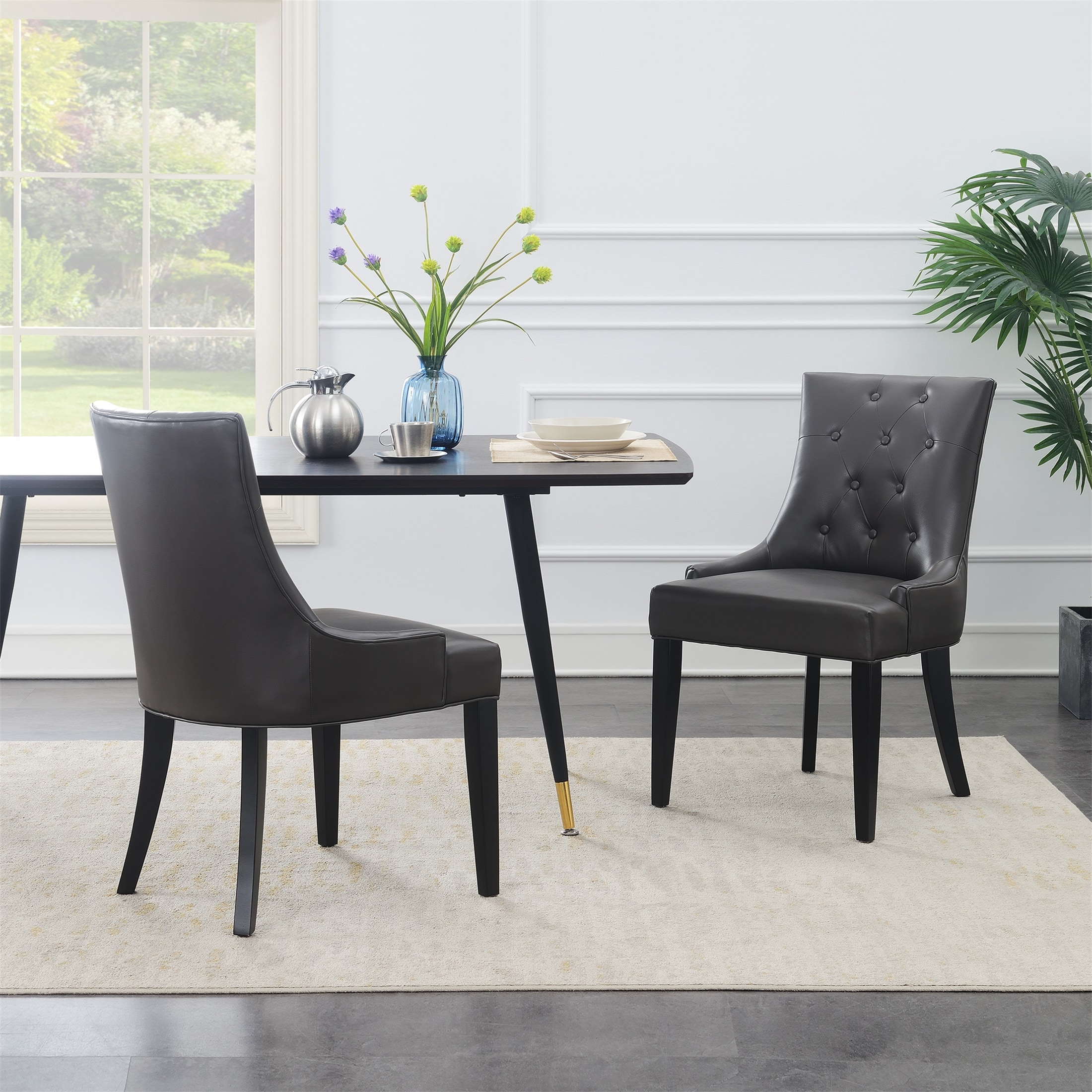 Bonded leather online dining chairs