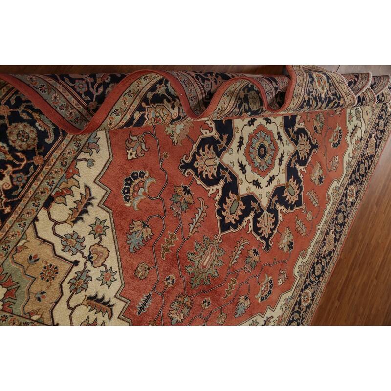 Vegetable Dye Heriz Serapi Persian Area Rug Hand-knotted Wool Carpet - 9'0" x 11'3"