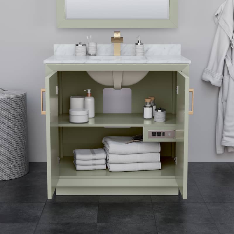 Strada 36-Inch Single Vanity Set, Carrara Marble Top