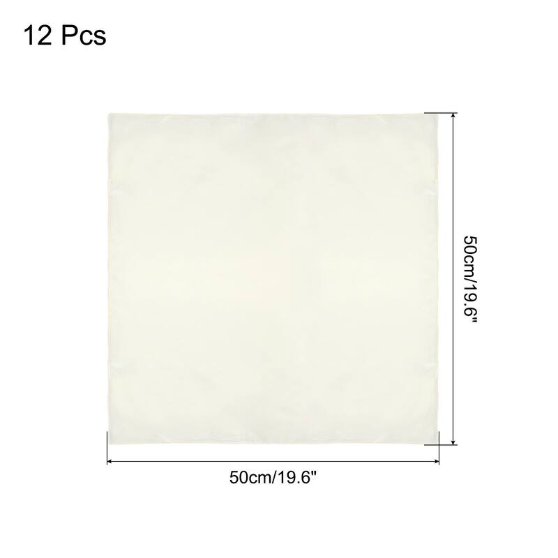 12pcs Satin Table Napkins Polyester Square Bright Table Napkin 20"x20" - Light white