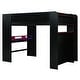 preview thumbnail 42 of 43, Full Size Wood Bunk Bed with Height-Adjustable Desk, Wardrobe, Ample Storage Space and RGB Light