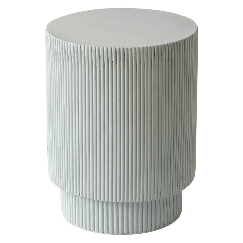 Eden 14-Inch Wide Round Side Table in Fiberstone Accent End Table for Indoor and Outdoor - Light Grey