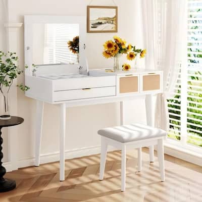Makeup Vanity Desk Set with Mirror and Drawers