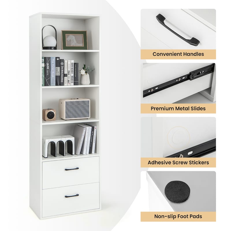 Costway 6-Tier Tall Bookshelf Freestanding Modern Bookcase Black