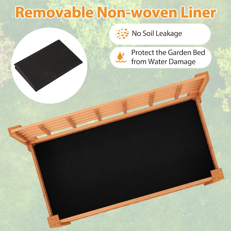 Gymax Raised Garden Bed w/ Trellis Wooden Elevated Planter Box w/ Legs