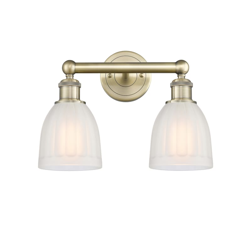 Innovations Lighting 616-2W-12-15 Brookfield Vanity Brookfield 2 Light - Antique Brass / White
