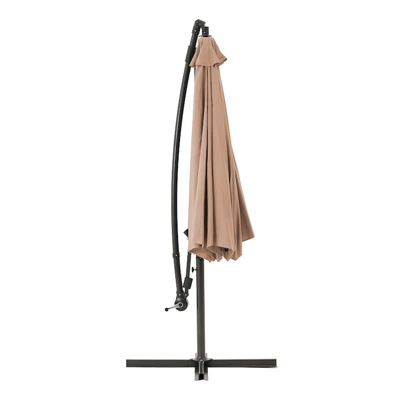 Clihome 10Ft Outdoor Crank Cantilever Patio Umbrella Without Base